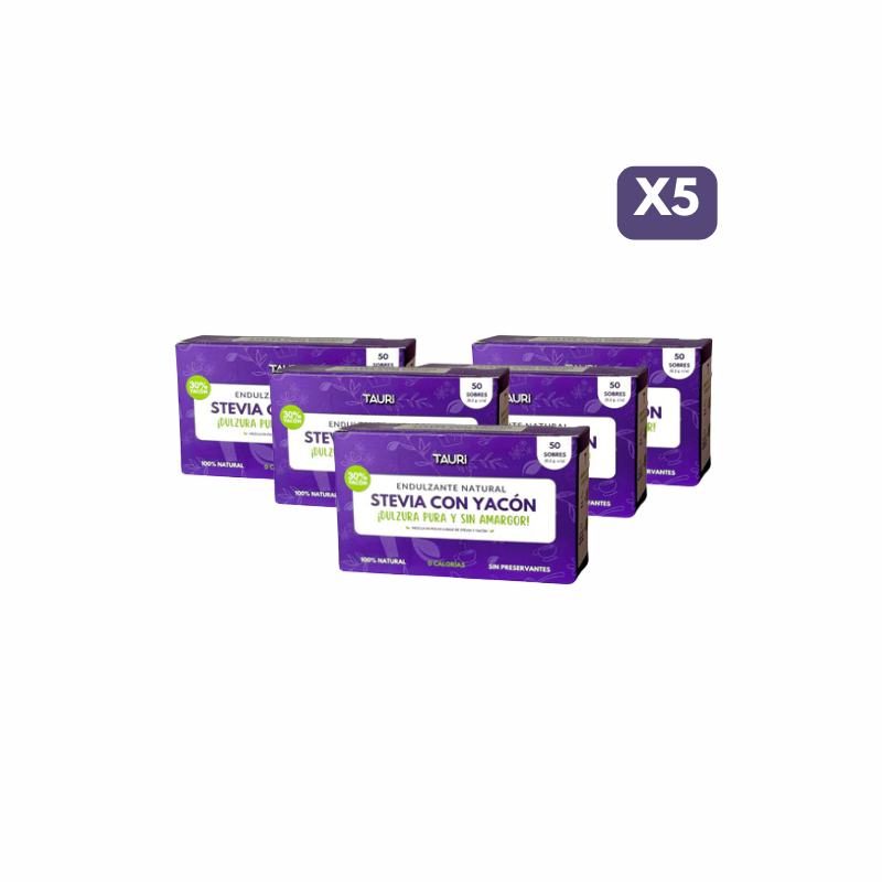 STEVIA CON YACÓN CAJA (50 SACHETS) x5