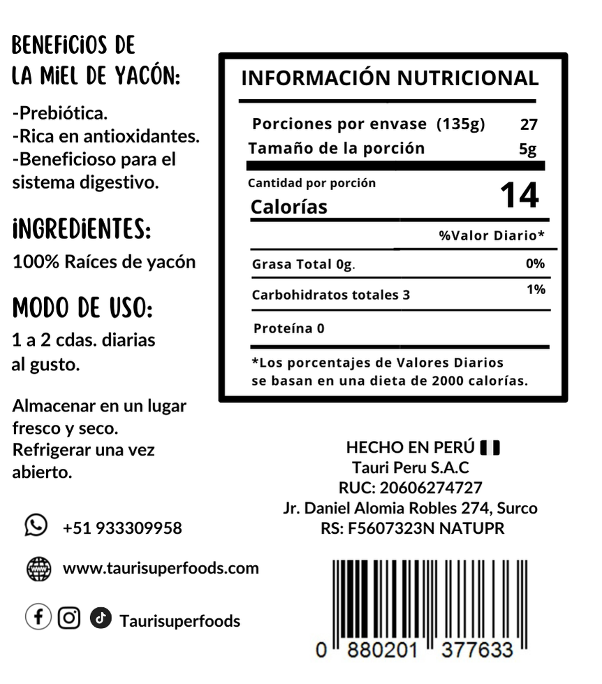 Miel de Yacón - 135g, 250g