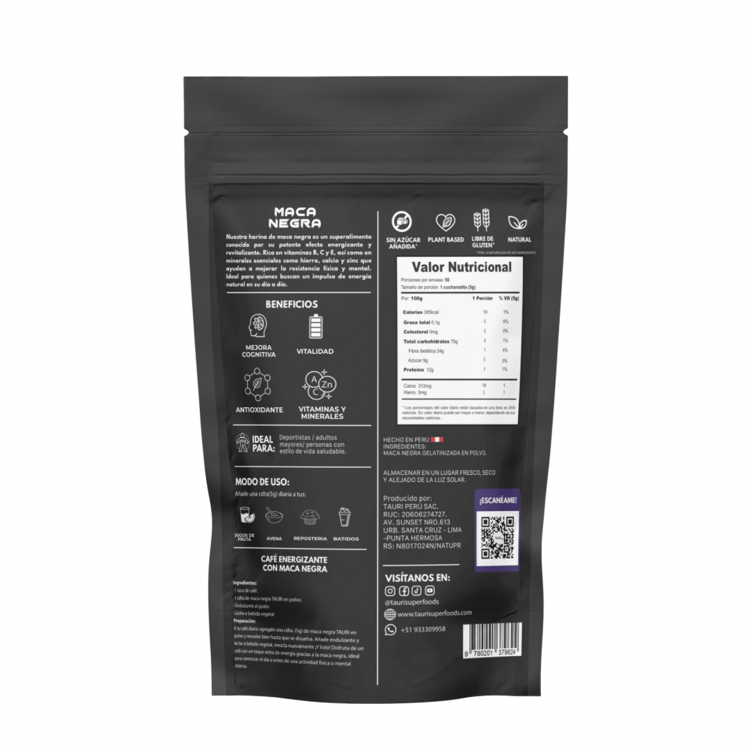 Maca Negra Gelatinizada en Polvo 250g