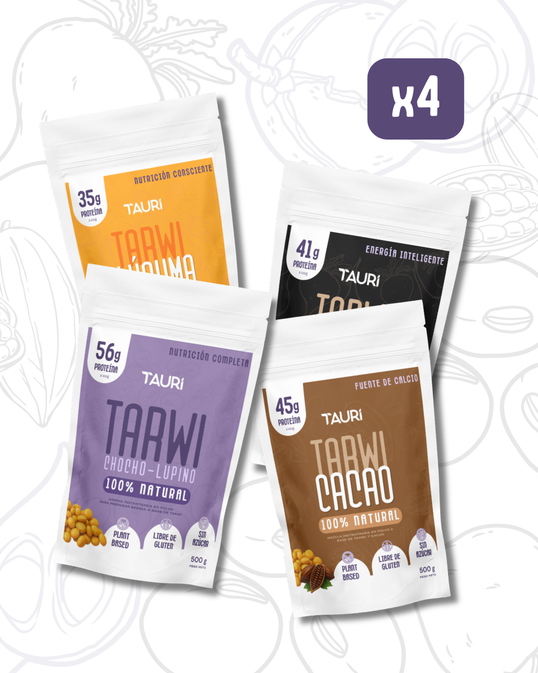 TARWI SABORES VARIADOS PACK X4