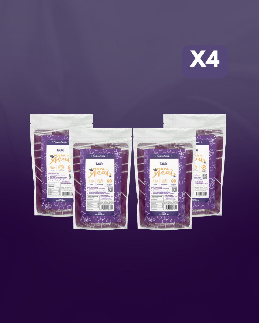 PULPA DE ACAI 400g PACK x4